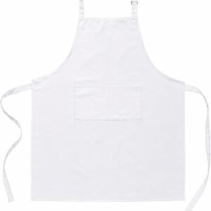 Polyester White/Black Bib Apron - 2 Large Pockets Women Aprons for Kitchen, Baking, Painting, and Halloween