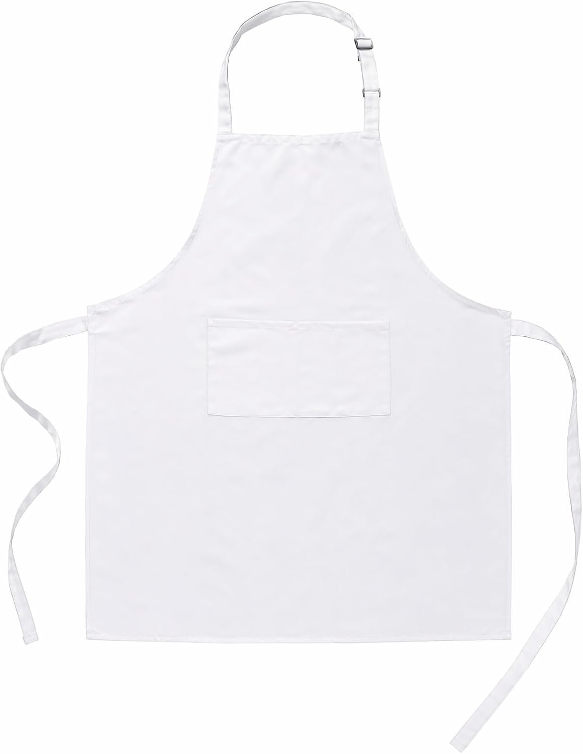 Polyester White/Black Bib Apron - 2 Large Pockets Women Aprons for Kitchen, Baking, Painting, and Halloween