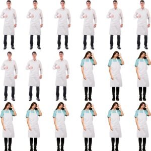 Syhood 18 Pack Bib Apron Bulk Unisex Plain Adjustable Apron with Pocket for Chef Cook Craft Kitchen Painting(White)