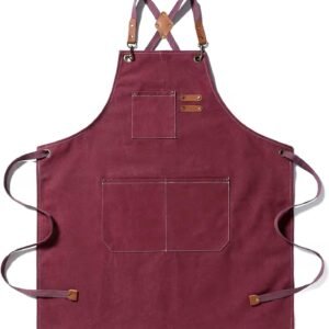 Tosewever Canvas Cross Back Chef Cotton Aprons for Men Women with Large Pockets