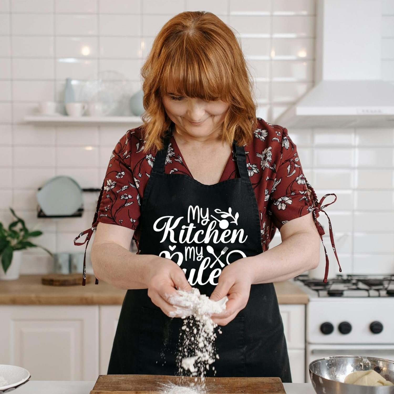 Funny Cooking Aprons for Women with Pockets, Kitchen Chef Aprons for Bakers, Birthday Gifts for Mom Wife Friends - Image 3