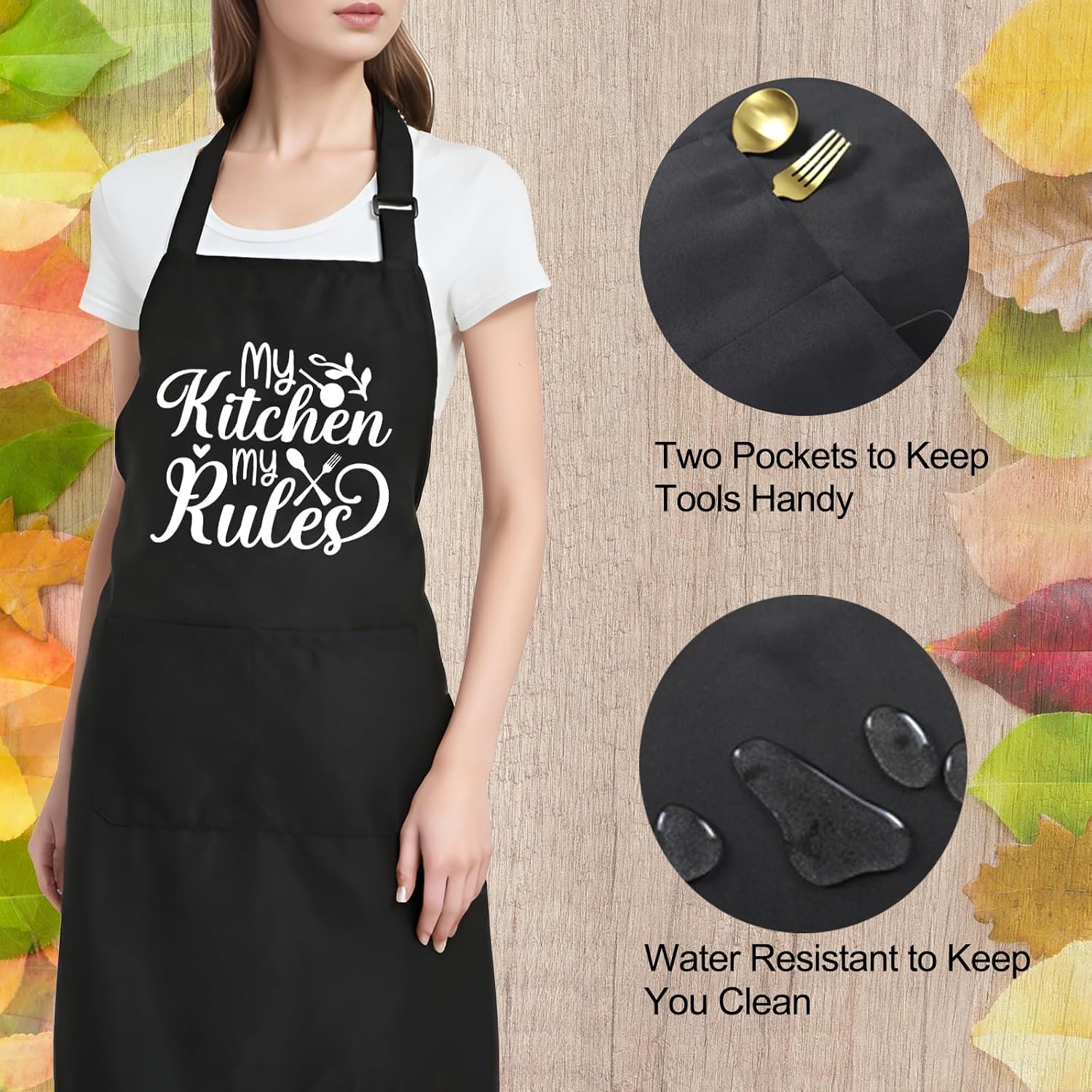 Funny Cooking Aprons for Women with Pockets, Kitchen Chef Aprons for Bakers, Birthday Gifts for Mom Wife Friends - Image 6