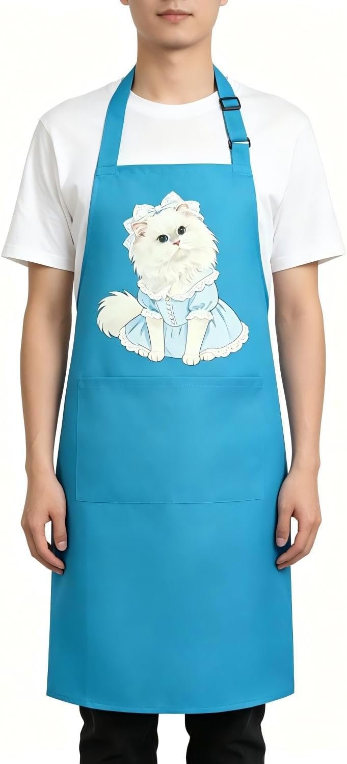 Unisex Cat Chef Apron, Adjustable Strap with Two Pockets - Image 3