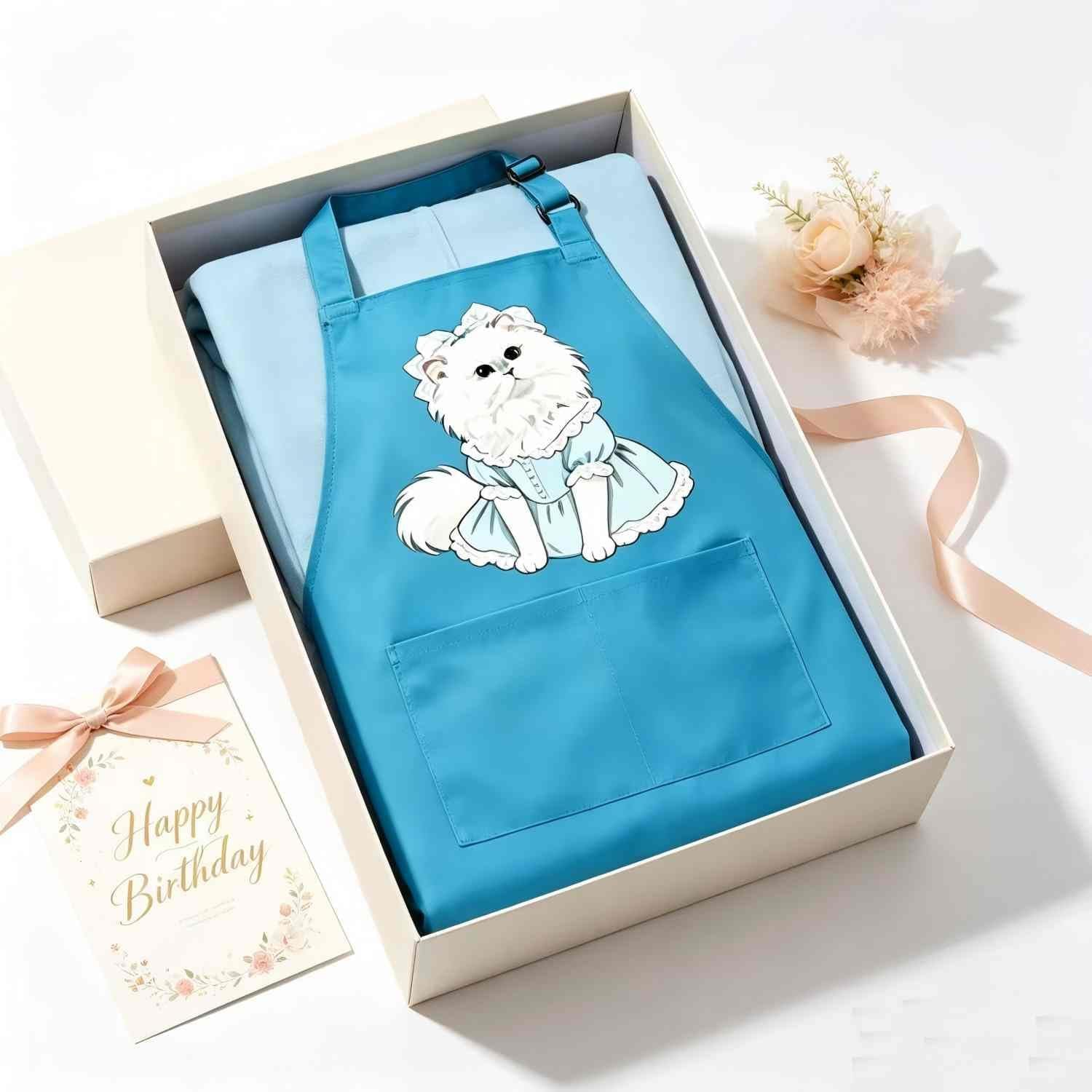 Unisex Cat Chef Apron, Adjustable Strap with Two Pockets - Image 7