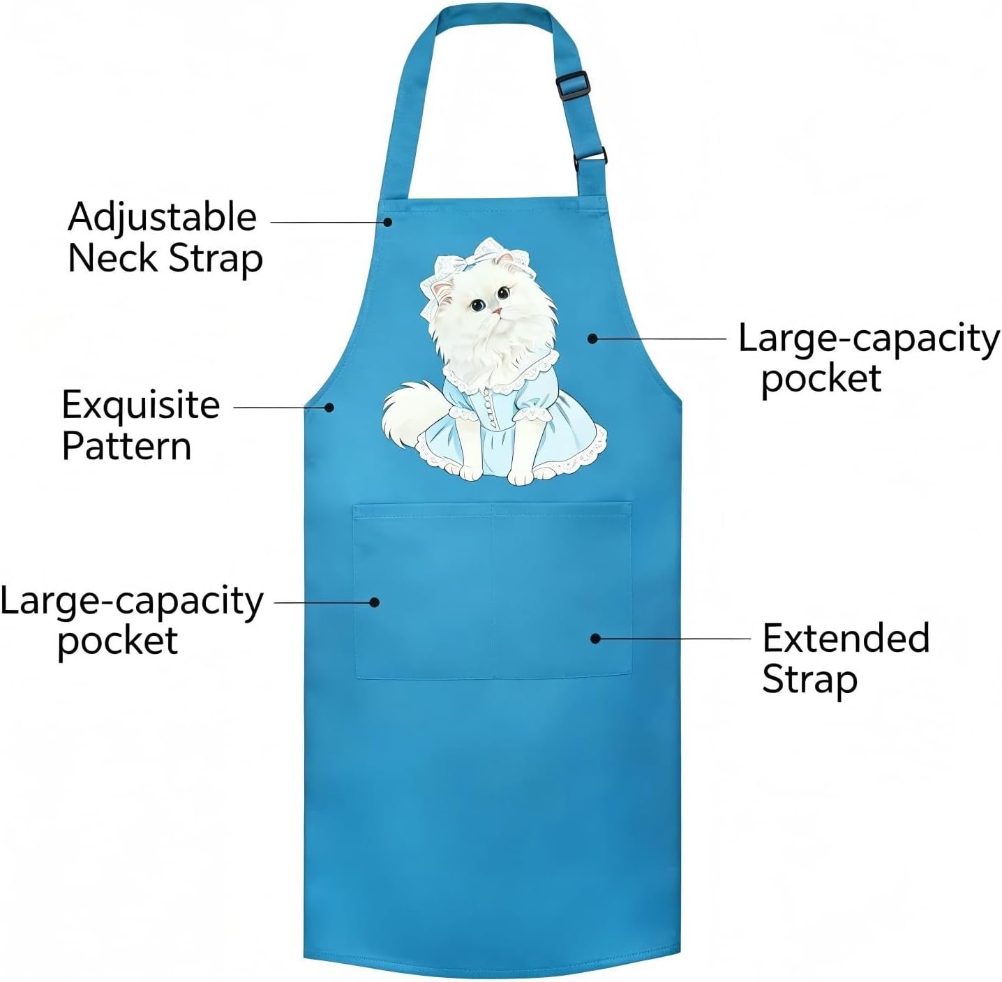 Unisex Cat Chef Apron, Adjustable Strap with Two Pockets - Image 9