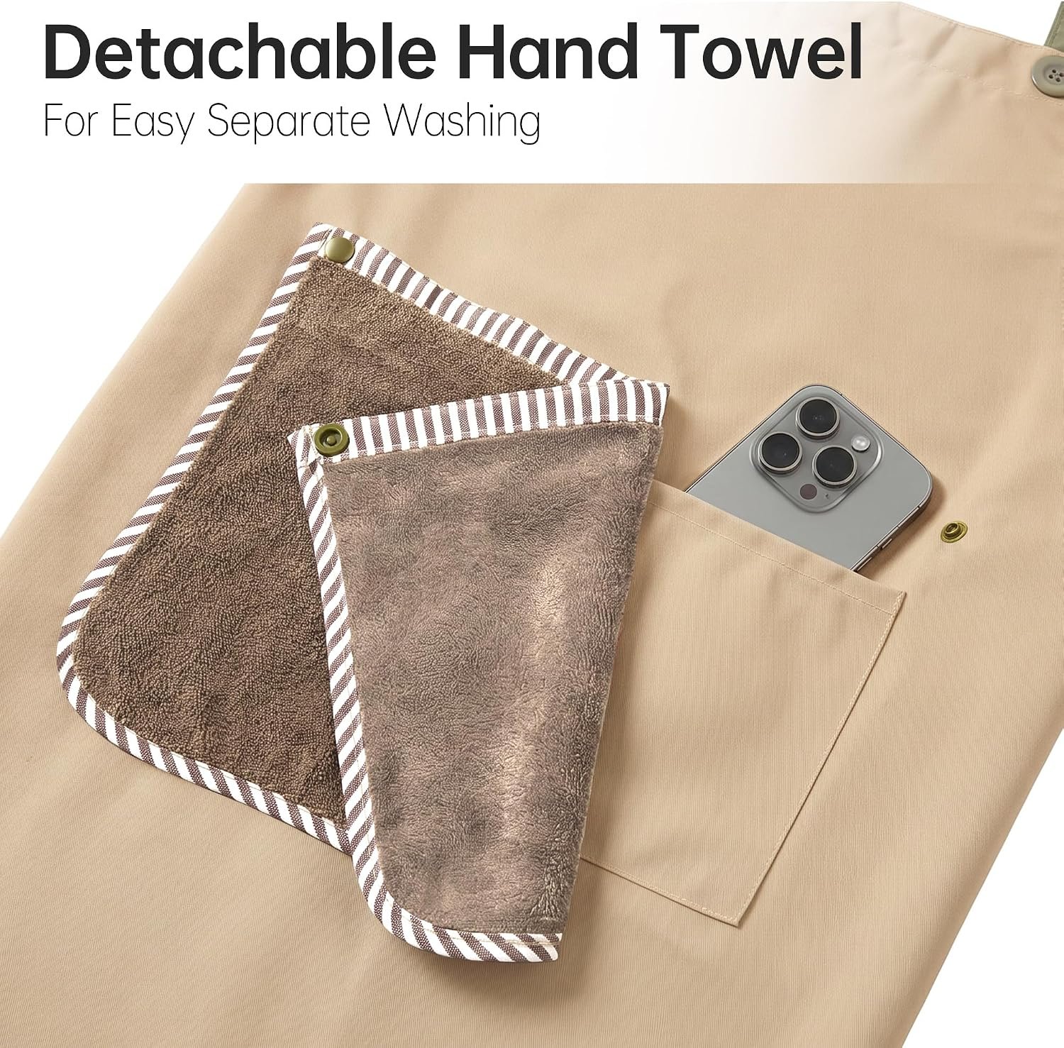 JOYMOOP Apron with Pockets, Detachable Towel, Kitchen Cooking for Women Men - Image 3