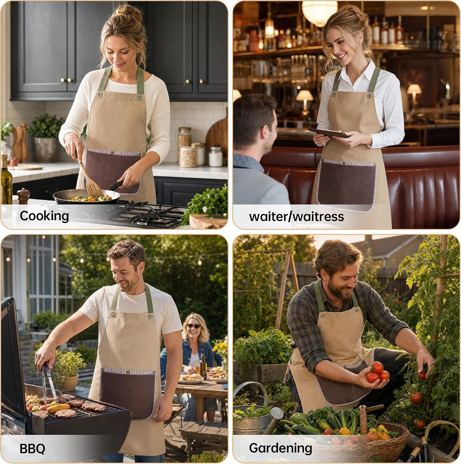 JOYMOOP Apron with Pockets, Detachable Towel, Kitchen Cooking for Women Men - Image 6