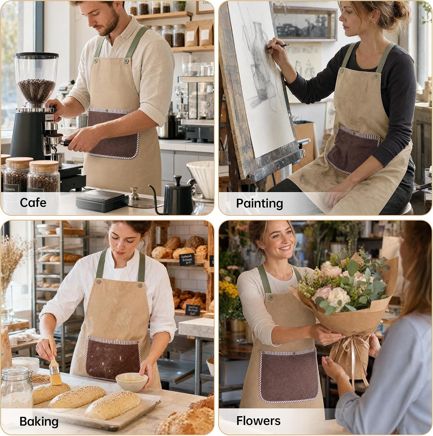 JOYMOOP Apron with Pockets, Detachable Towel, Kitchen Cooking for Women Men - Image 7