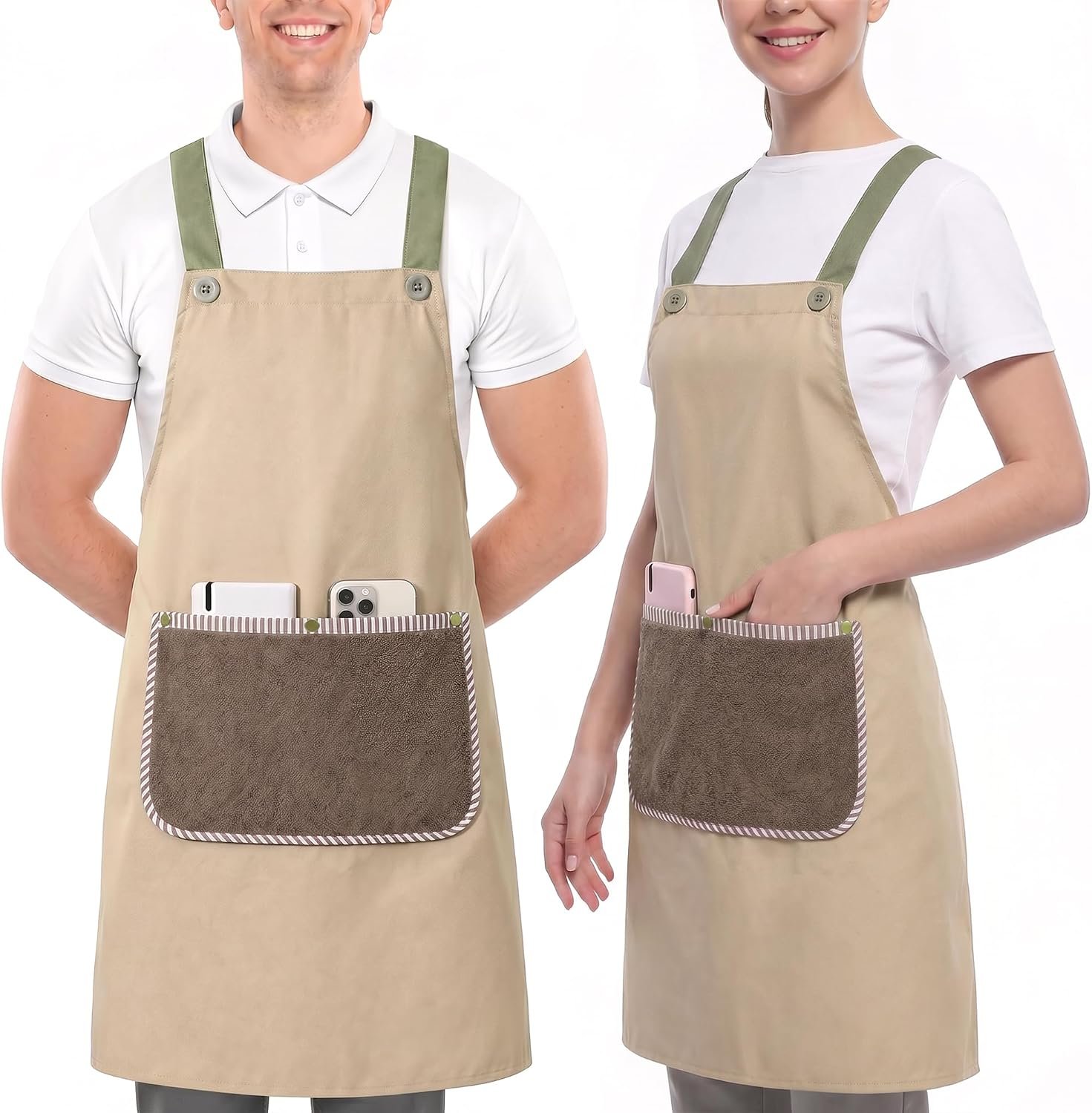 JOYMOOP Apron with Pockets, Detachable Towel, Kitchen Cooking for Women Men - Image 11