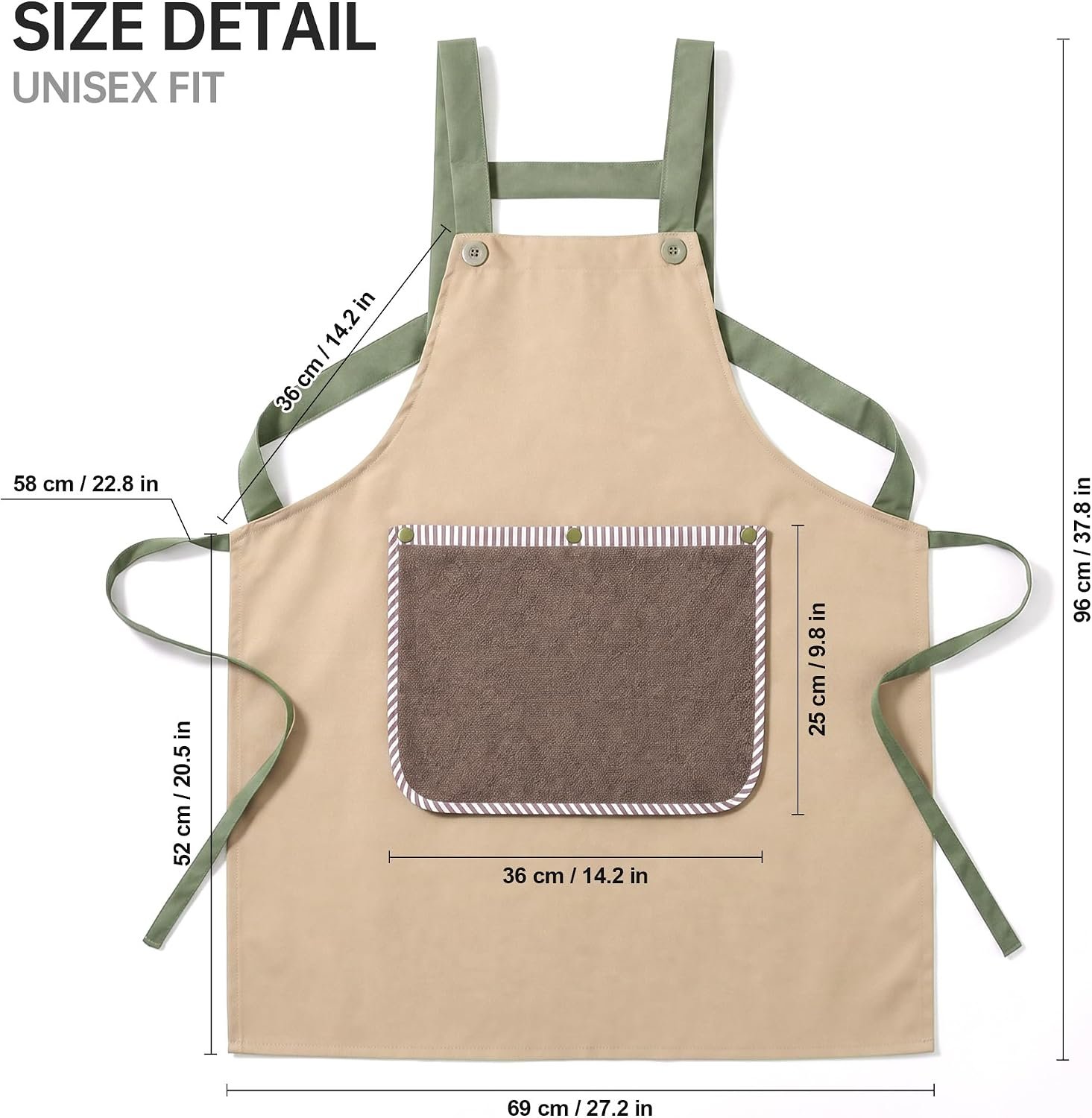 JOYMOOP Apron with Pockets, Detachable Towel, Kitchen Cooking for Women Men - Image 2