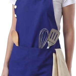 TOSHE Kitchen Apron for Women & Men Waterdrop Resistant, Adjustable Button | Premium Cotton Cooking Apron with 2 Pockets, Gift, 15 Color Option, Navy Blue