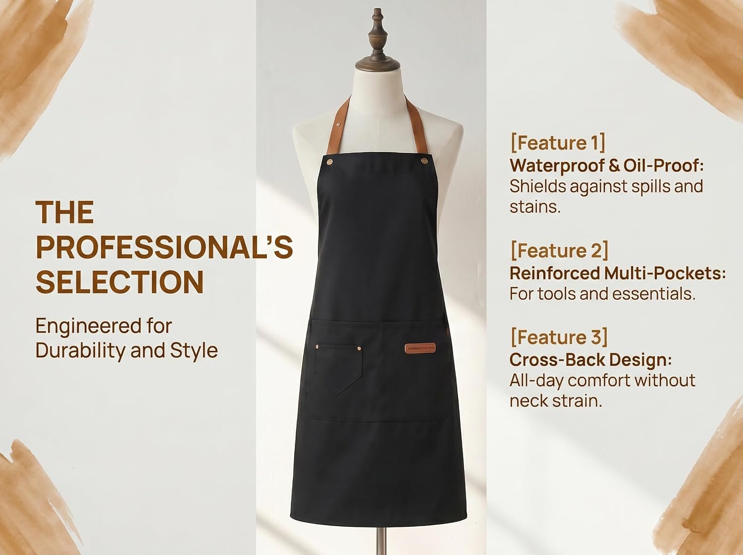 Kitchen Apron Waterproof with Pockets, Oil Proof Adjustable - Image 3