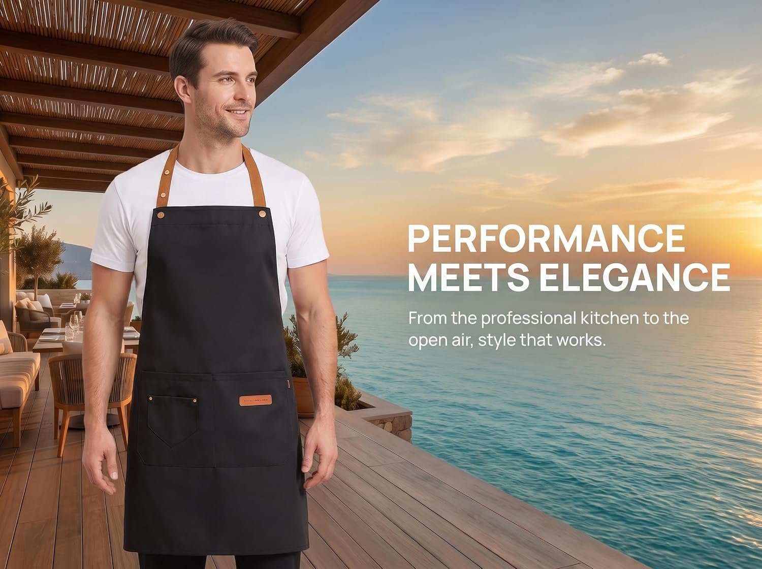 Kitchen Apron Waterproof with Pockets, Oil Proof Adjustable - Image 4