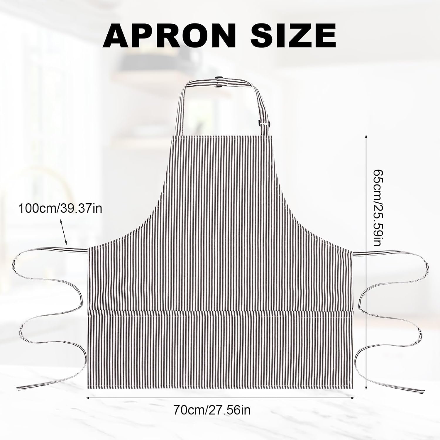 2 Pack Unisex Chef Apron Stripes Kitchen Aprons with 3 Pockets - Image 5