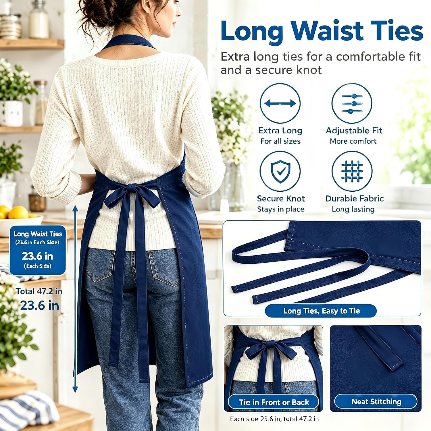 Cat Kitchen Apron, Two Pockets, Adjustable Strap, for Women Men - Image 6