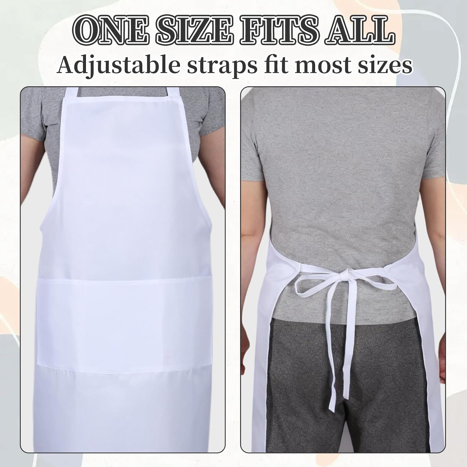 2 Pack White Chef Apron Set, Bib Apron with 3 Pockets & Adjustable Hat for Bakers, Cooking Enthusiasts & Kitchen Staff - Image 4