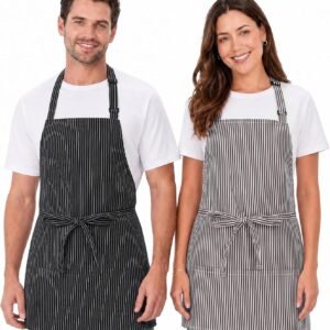 2 Pack Unisex Chef Apron Stripes Kitchen Aprons with 3 Pockets