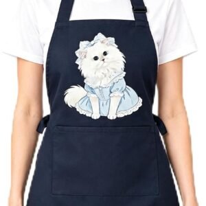 Cat Kitchen Apron, Two Pockets, Adjustable Strap, for Women Men