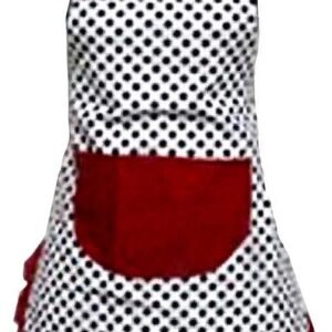 Hyzrz Lovely Lady Dot Flirty Canvas Funny Apron Restaurant Kitchen Aprons for Women Girls with Pocket (Black)