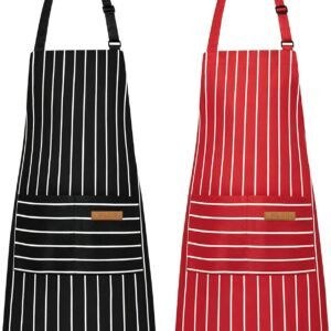 NLUS 2 Pack Chef Aprons for Women Men with 2 Pockets