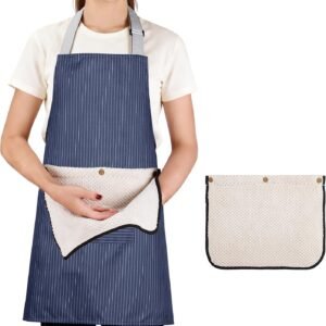 Waterproof Kitchen Apron with Pockets & Interchangeable Towels