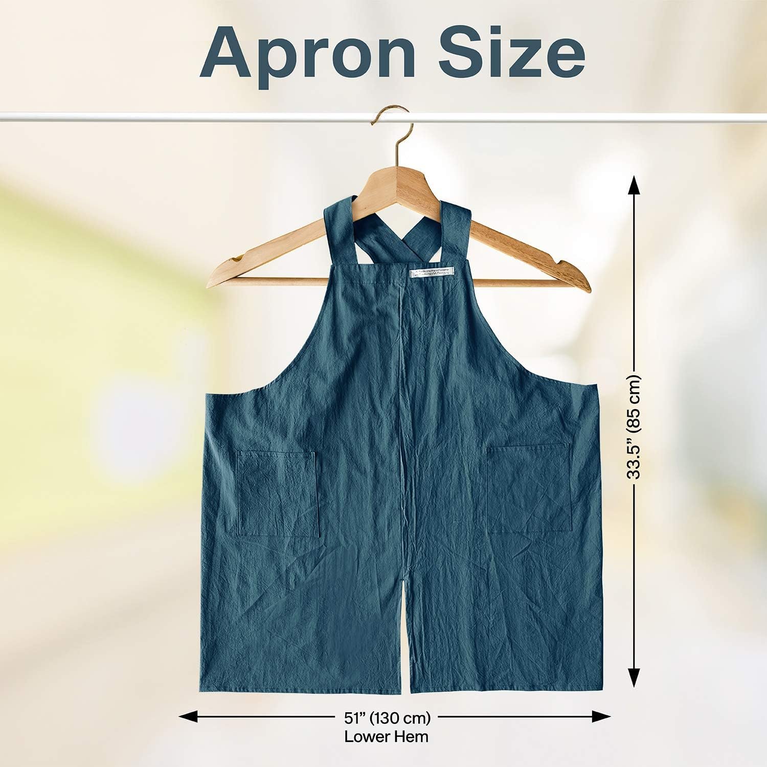 HANEE Cotton Aprons for Women and Men | Cross-Back Apron with Pockets - Image 5