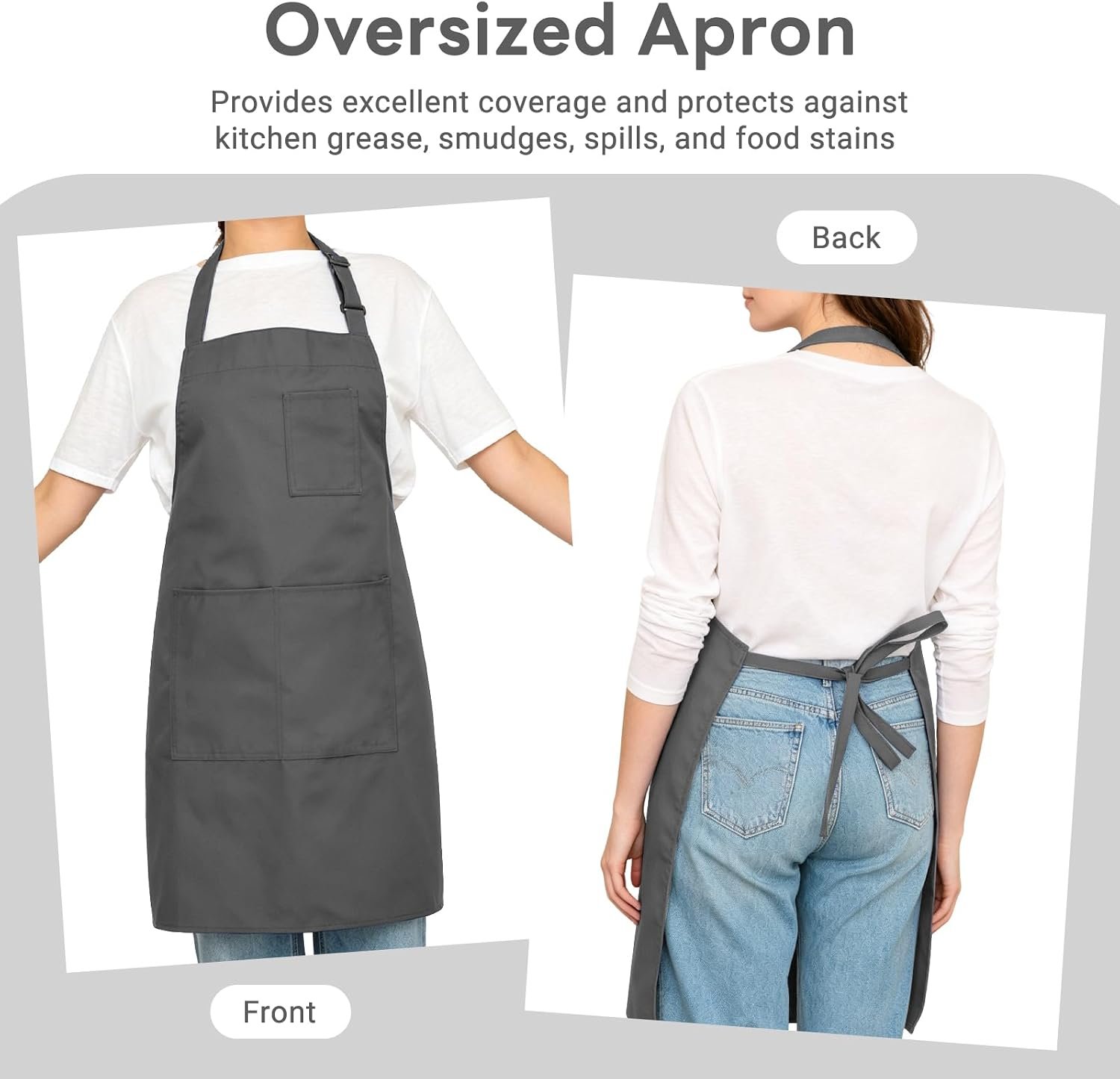 Chef Apron, Adjustable Kitchen Apron with 3 Storage Pockets - Image 5