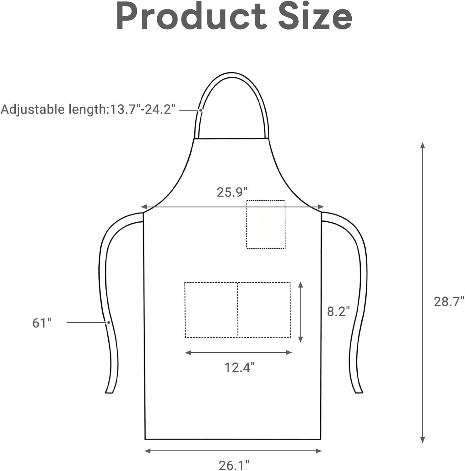 Chef Apron, Adjustable Kitchen Apron with 3 Storage Pockets - Image 6