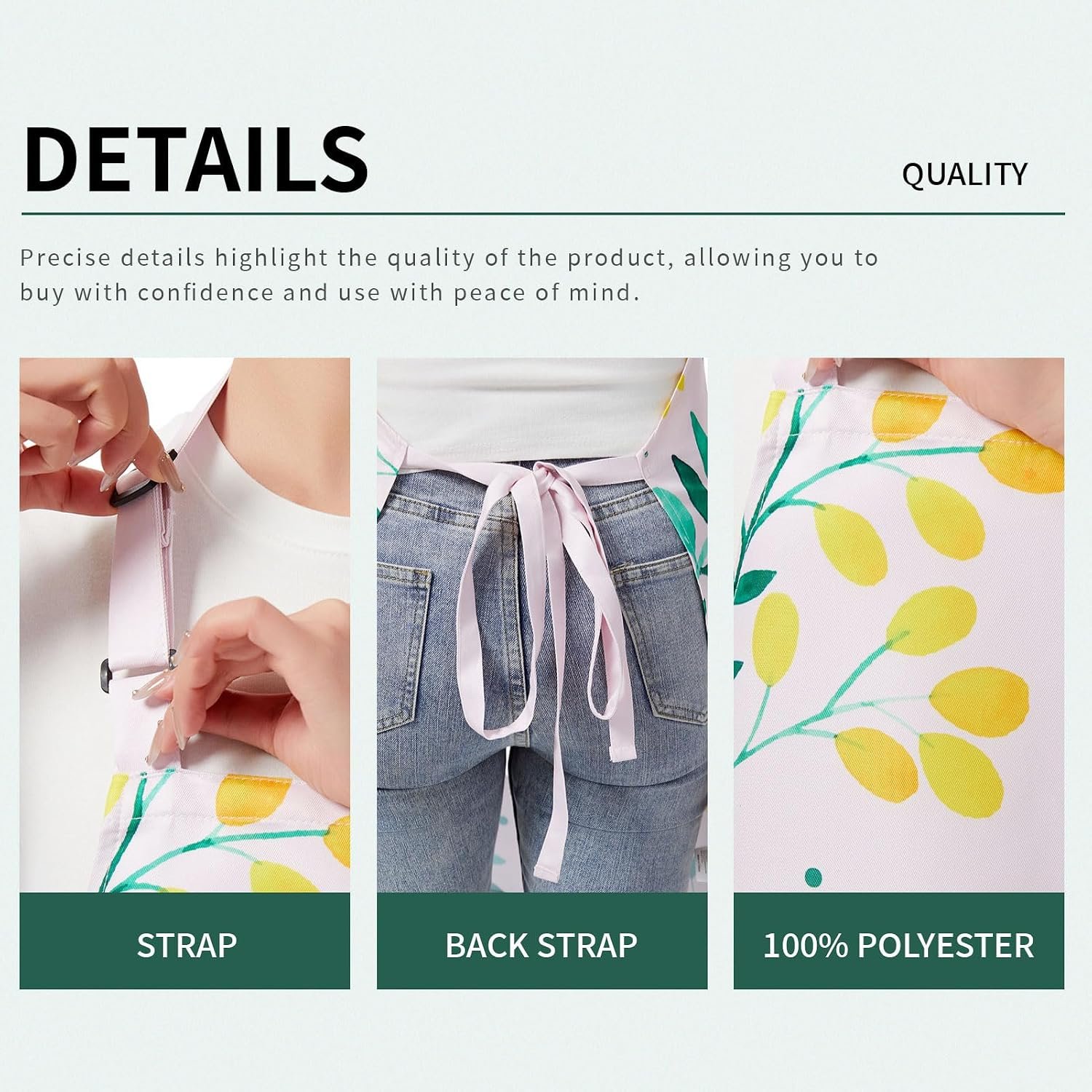 2 Pack Floral Aprons with Pocket, Blooming Womens Aprons Waterproof Adjustable Cooking Aprons for Kitchen Gardening and Salon - Image 5