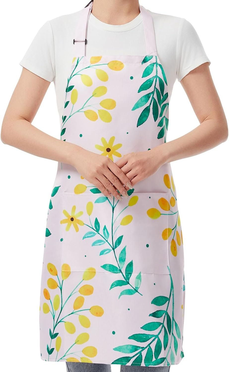 2 Pack Floral Aprons with Pocket, Blooming Womens Aprons Waterproof Adjustable Cooking Aprons for Kitchen Gardening and Salon - Image 7