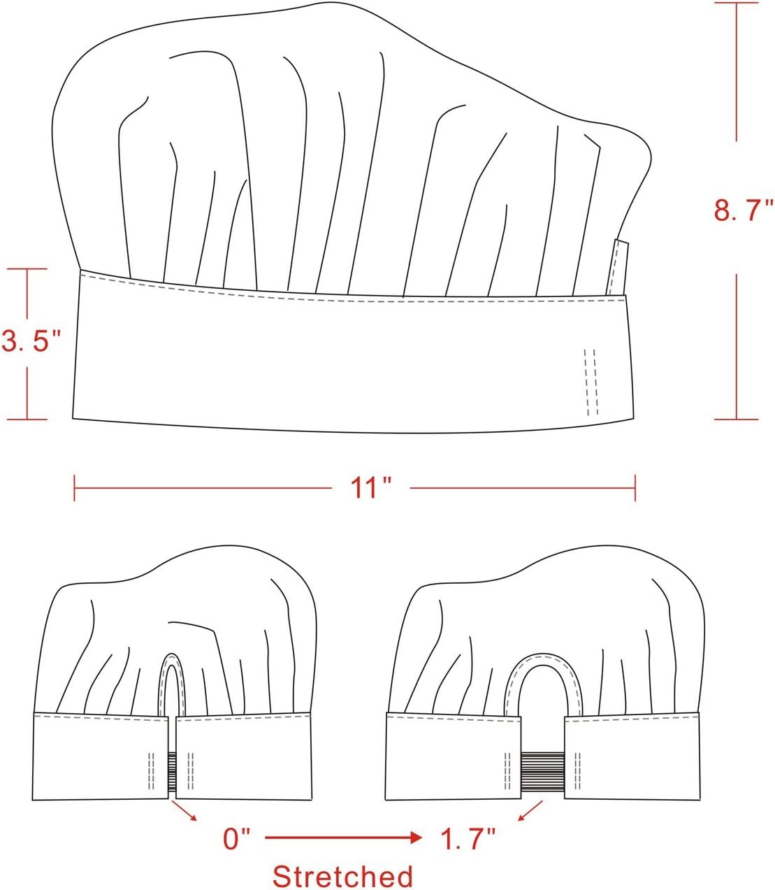 yotache Chef Apron and Hat Set, White, 1 Set (33" L x 26" W) - Image 5