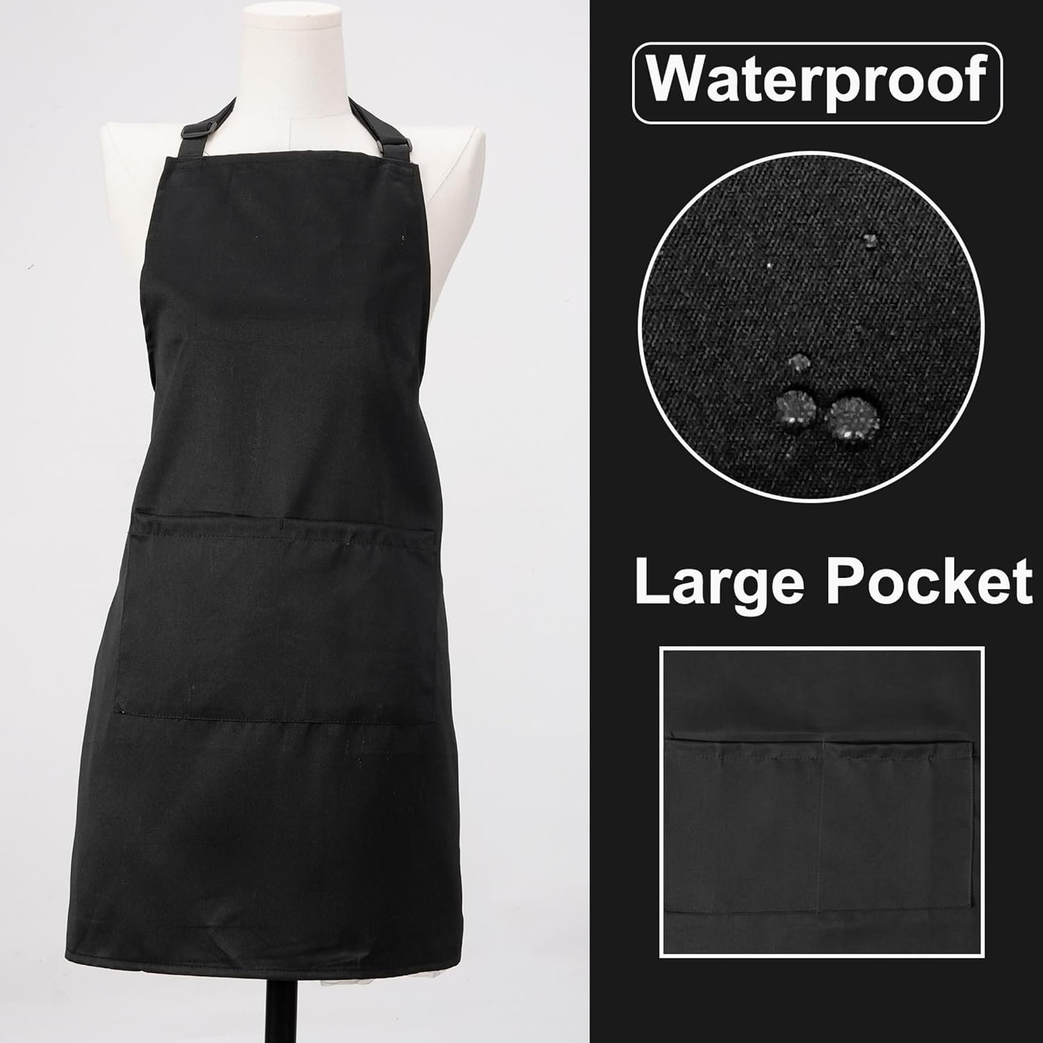 Kitchen Bib Chef Apron for Women Men with Pockets - Image 2