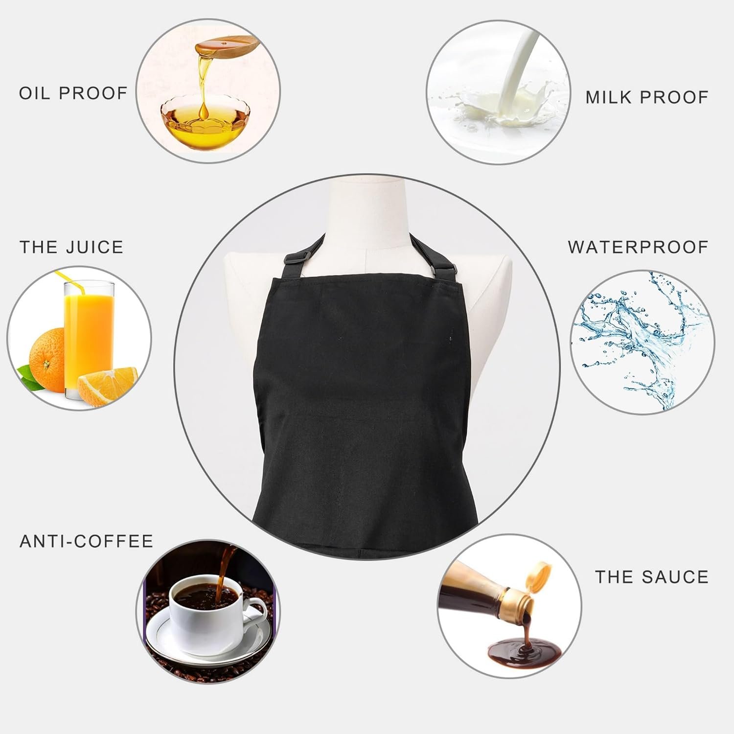 Kitchen Bib Chef Apron for Women Men with Pockets - Image 3