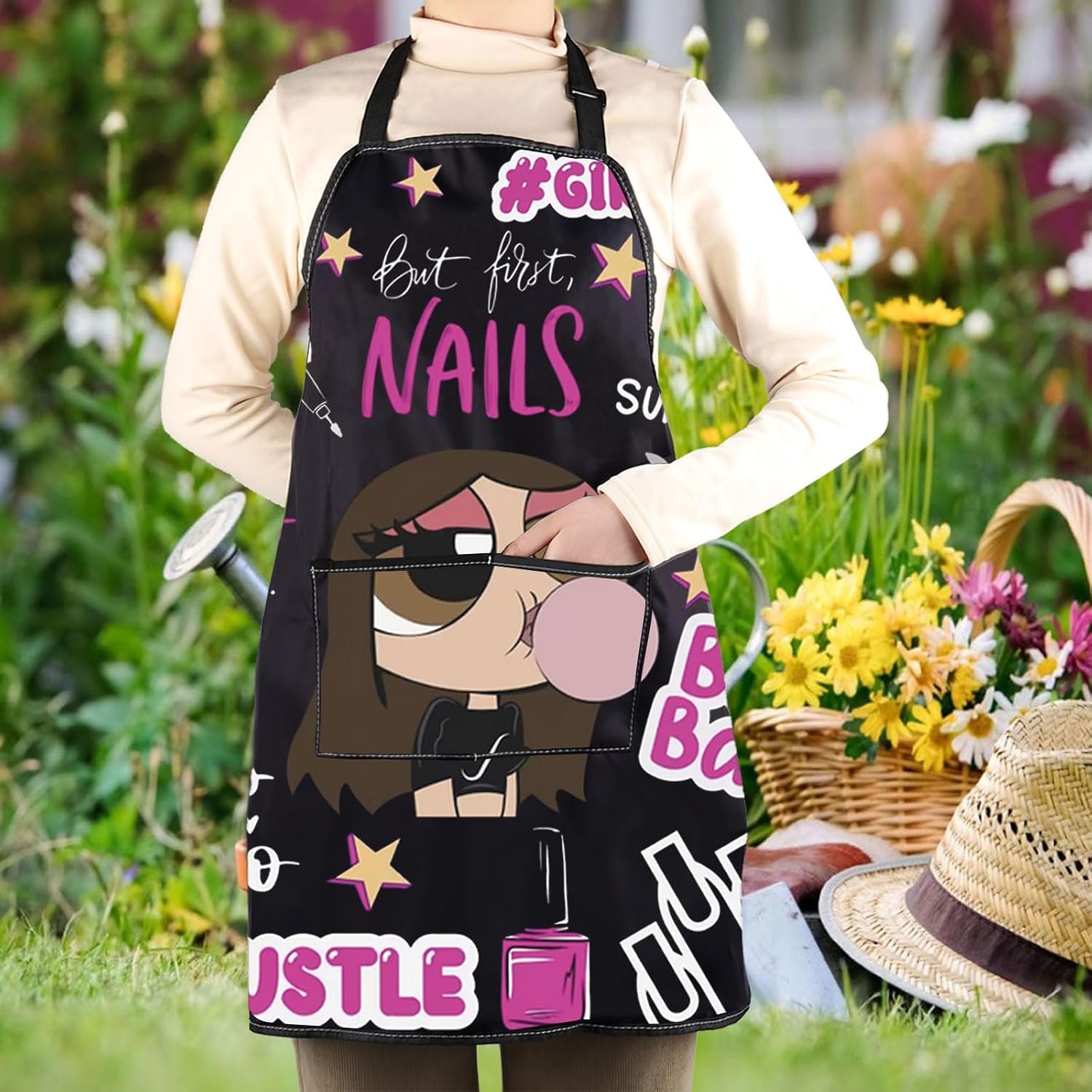 WCGXKO Nail Tech Kitchen Apron Nail Polish Themed Gift Funny Nail Artist Gift Nail Technician Gift - Image 5
