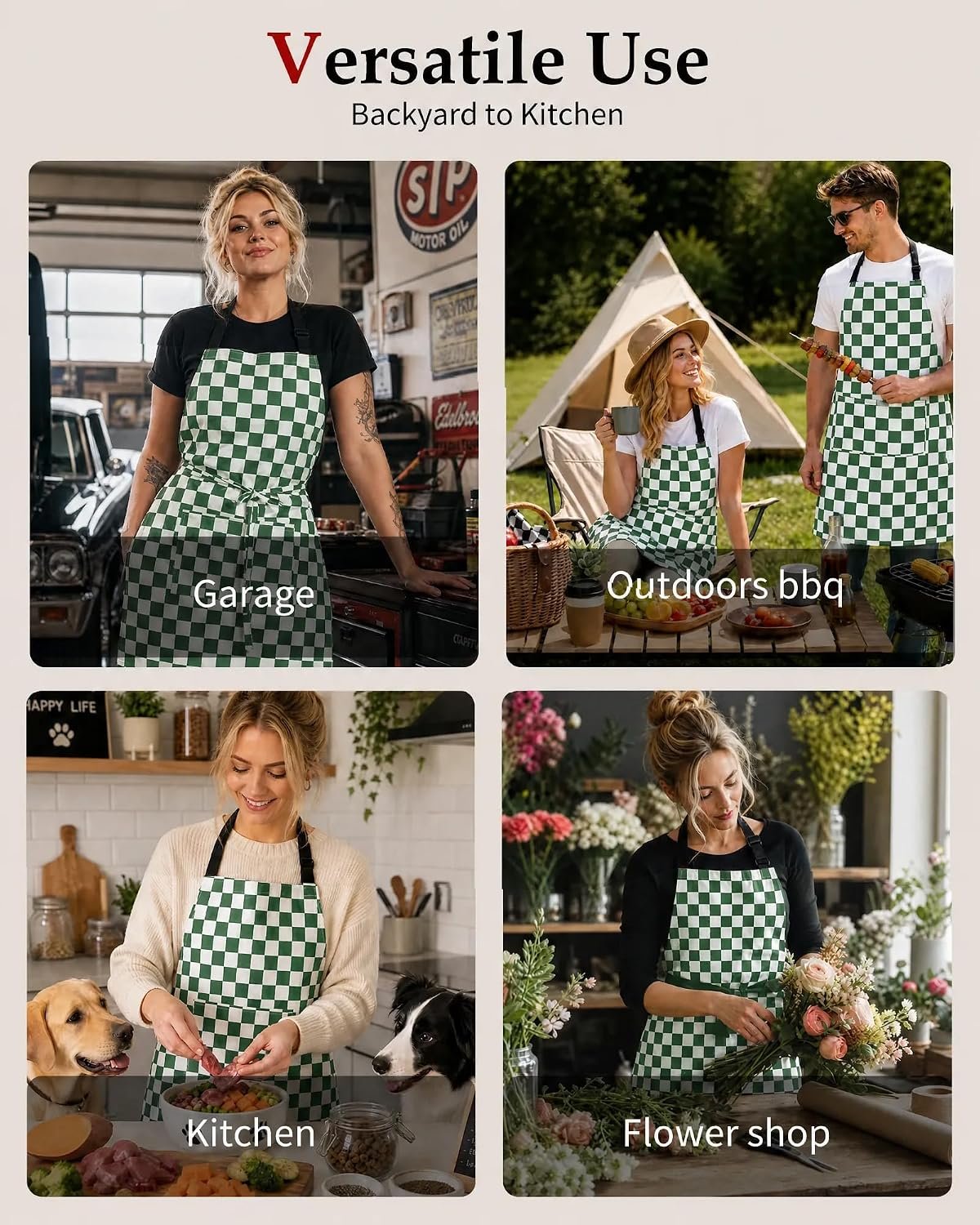 Adjustable Bib Apron with 2 Pockets Cooking Kitchen Chef - Image 2