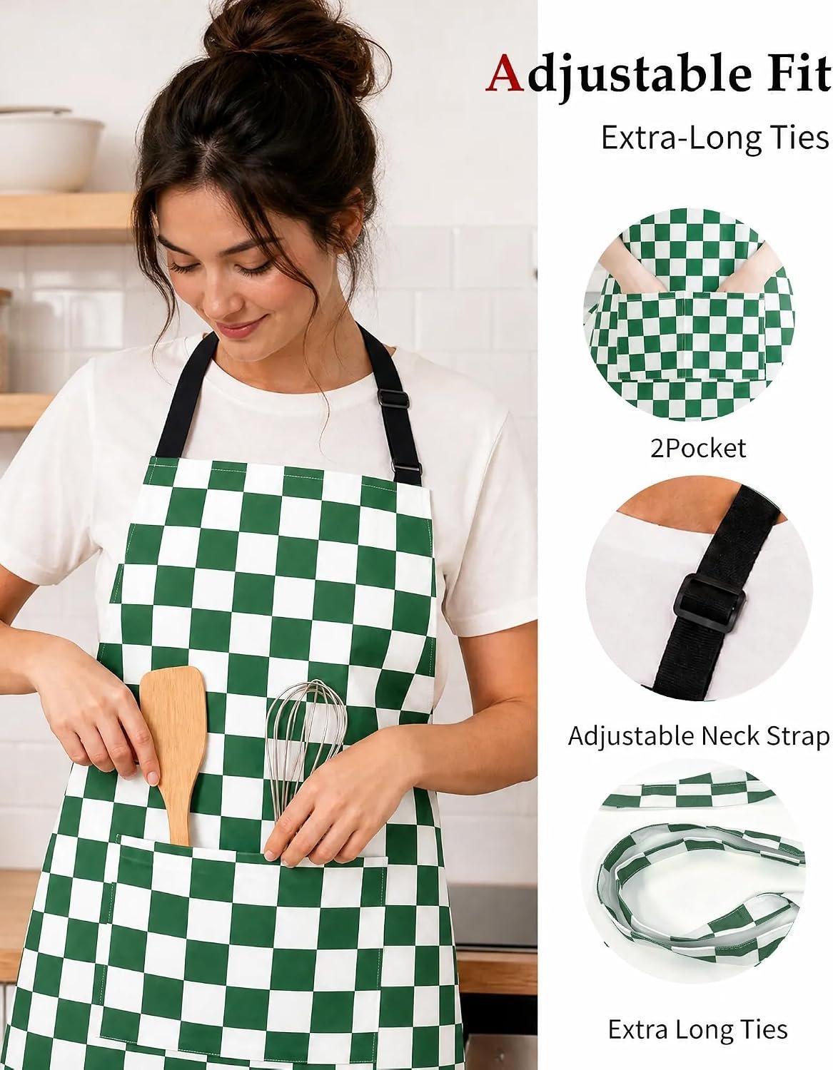 Adjustable Bib Apron with 2 Pockets Cooking Kitchen Chef - Image 4