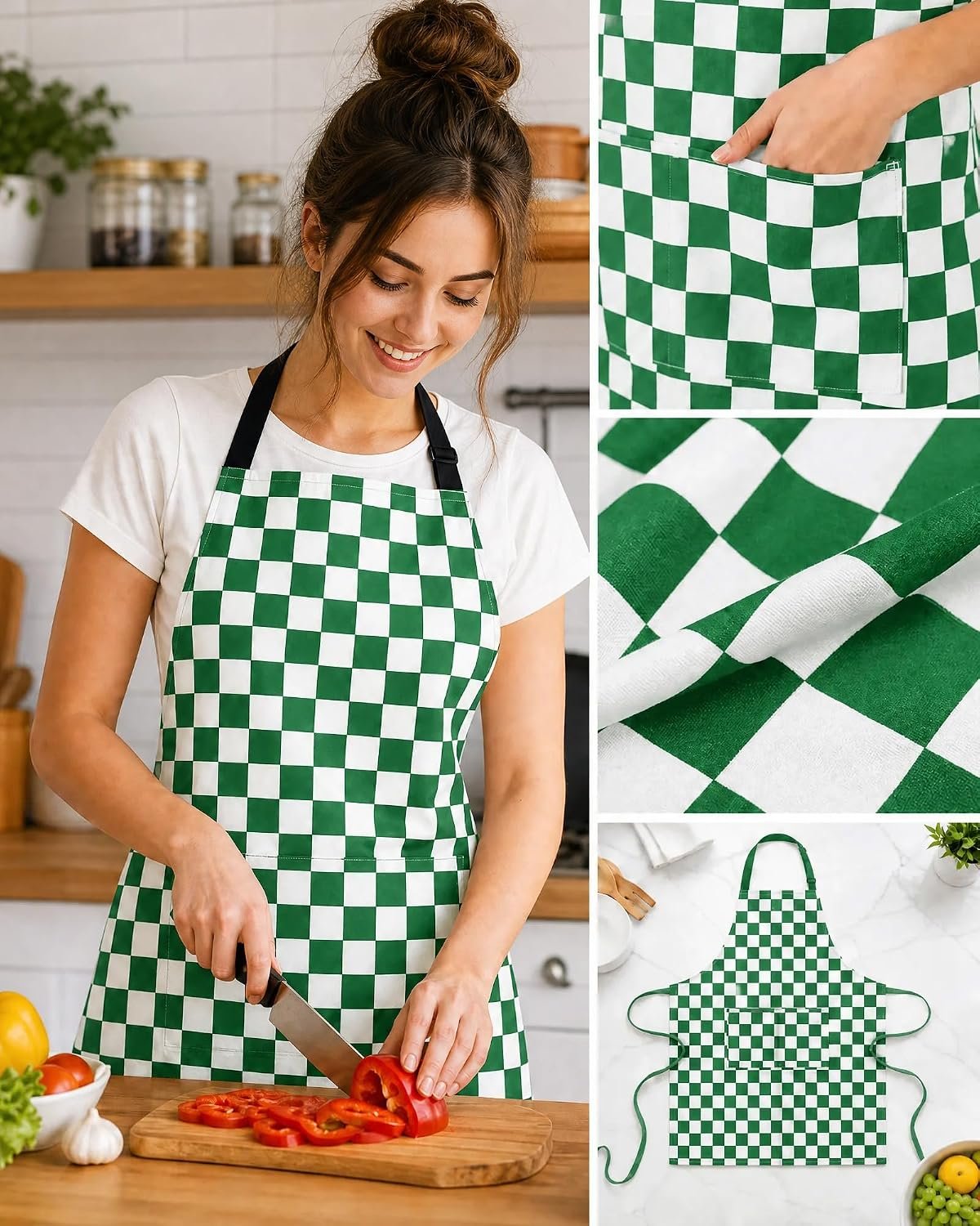 Adjustable Bib Apron with 2 Pockets Cooking Kitchen Chef - Image 6