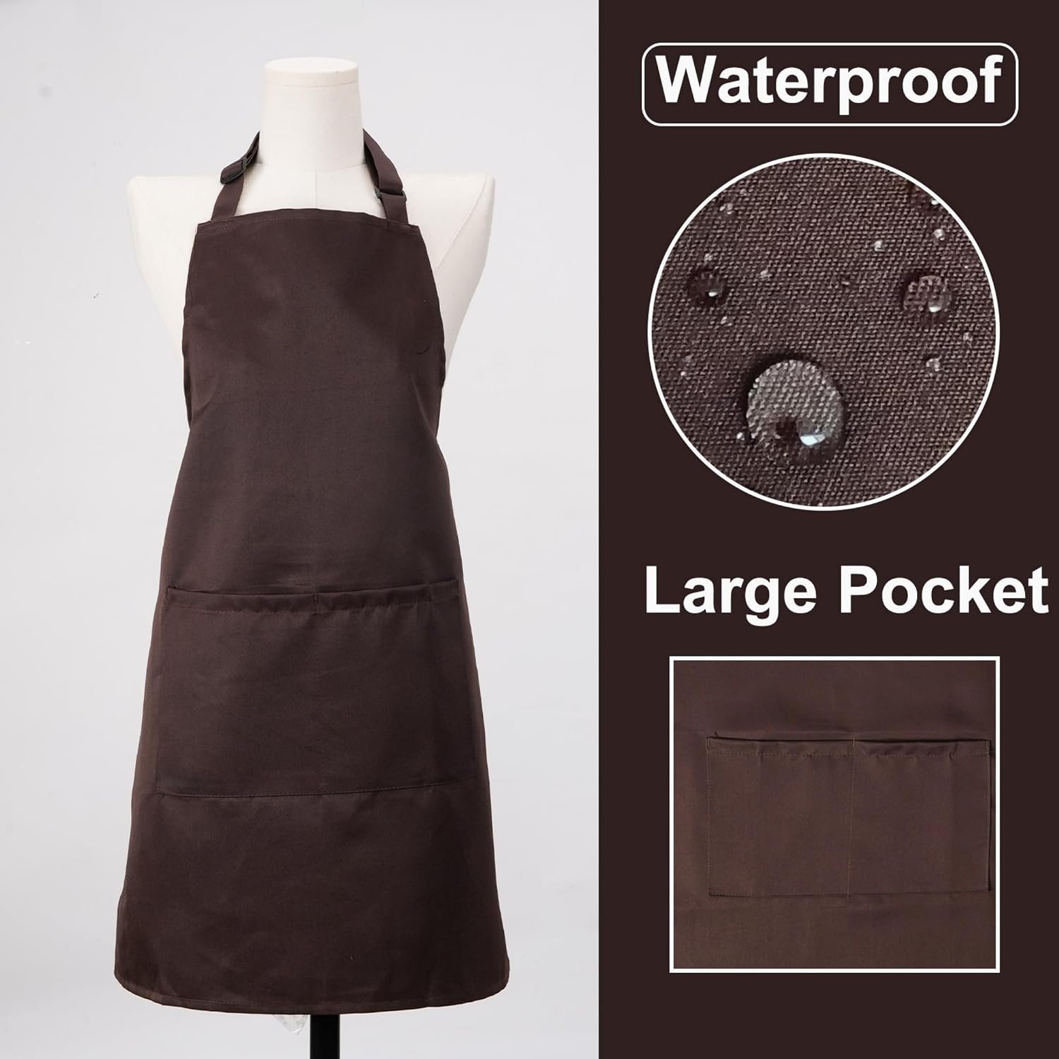 Kitchen Bib Chef Apron for Women Men with Pockets - Image 2