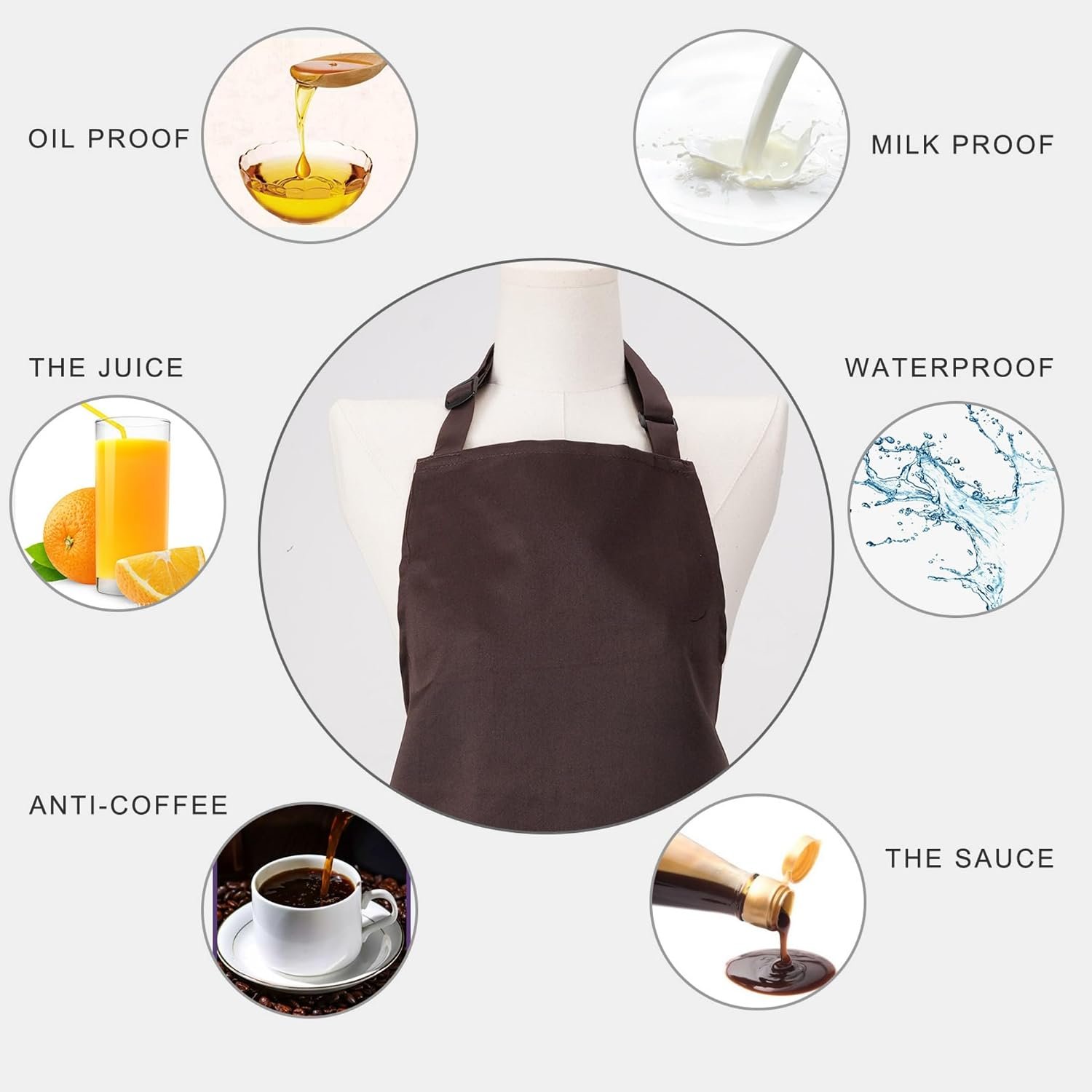 Kitchen Bib Chef Apron for Women Men with Pockets - Image 3