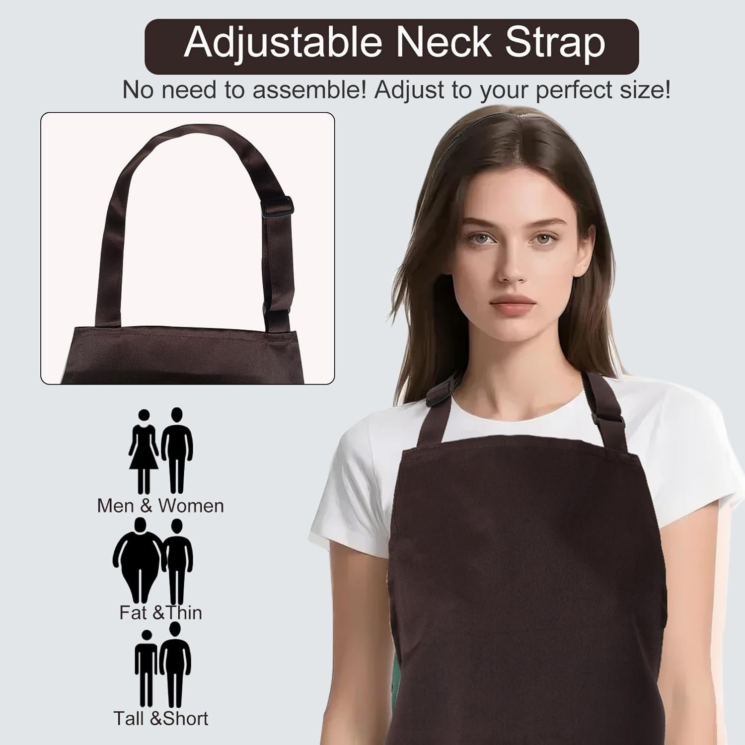 Kitchen Bib Chef Apron for Women Men with Pockets - Image 5
