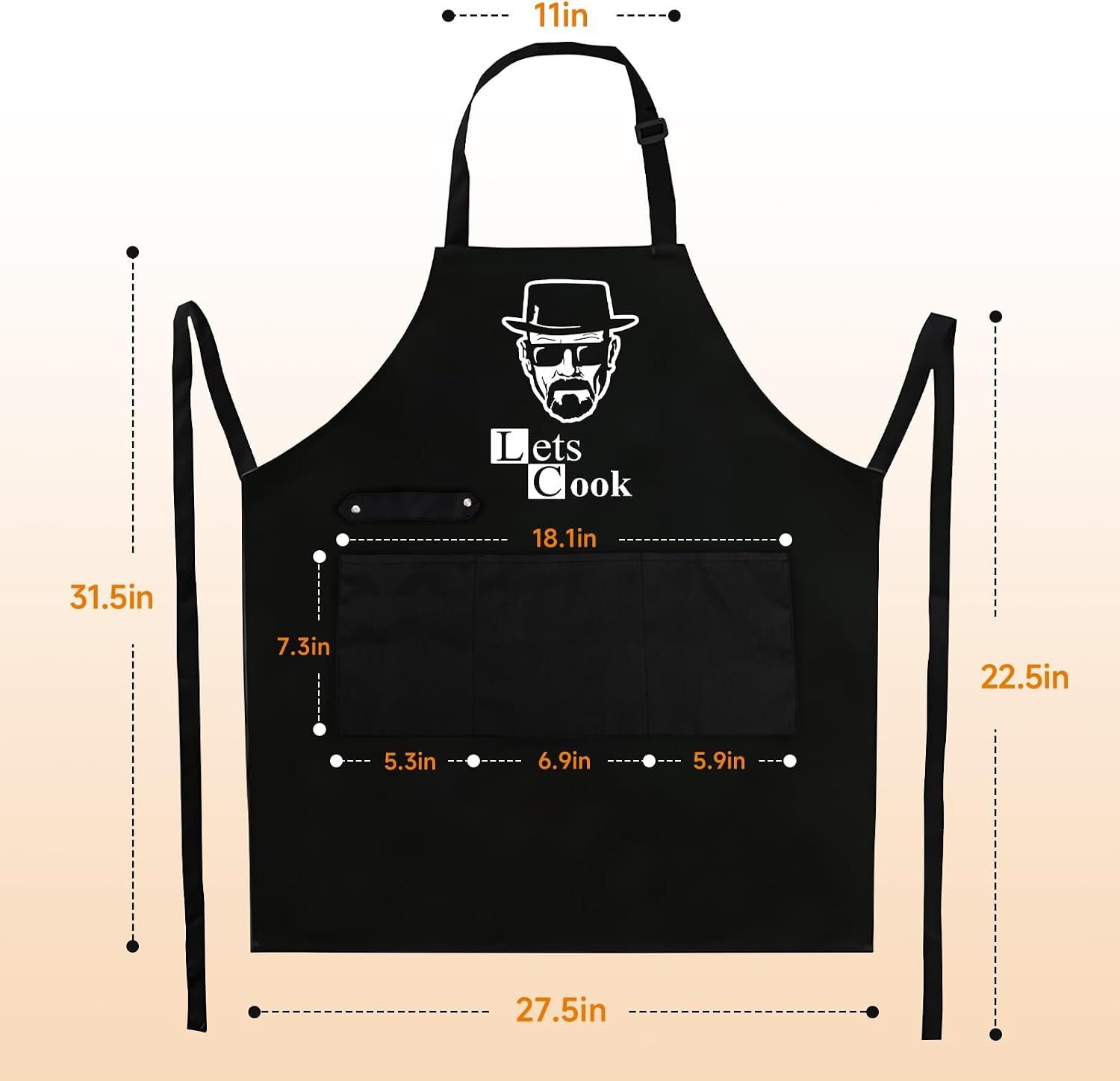 Funny Aprons for Men - Let’s Cook - Grilling Cooking Apron with 3 Pockets - Image 3