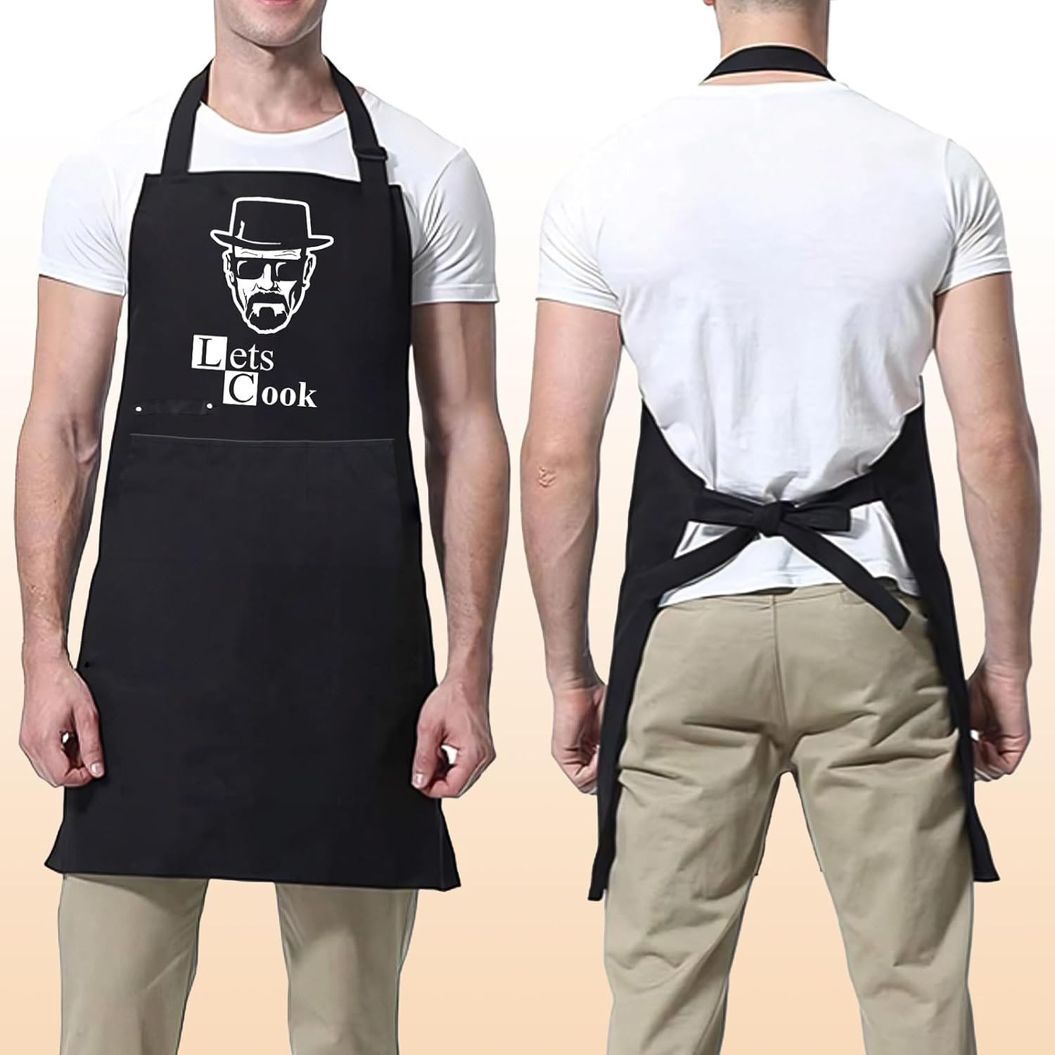 Funny Aprons for Men - Let’s Cook - Grilling Cooking Apron with 3 Pockets - Image 4