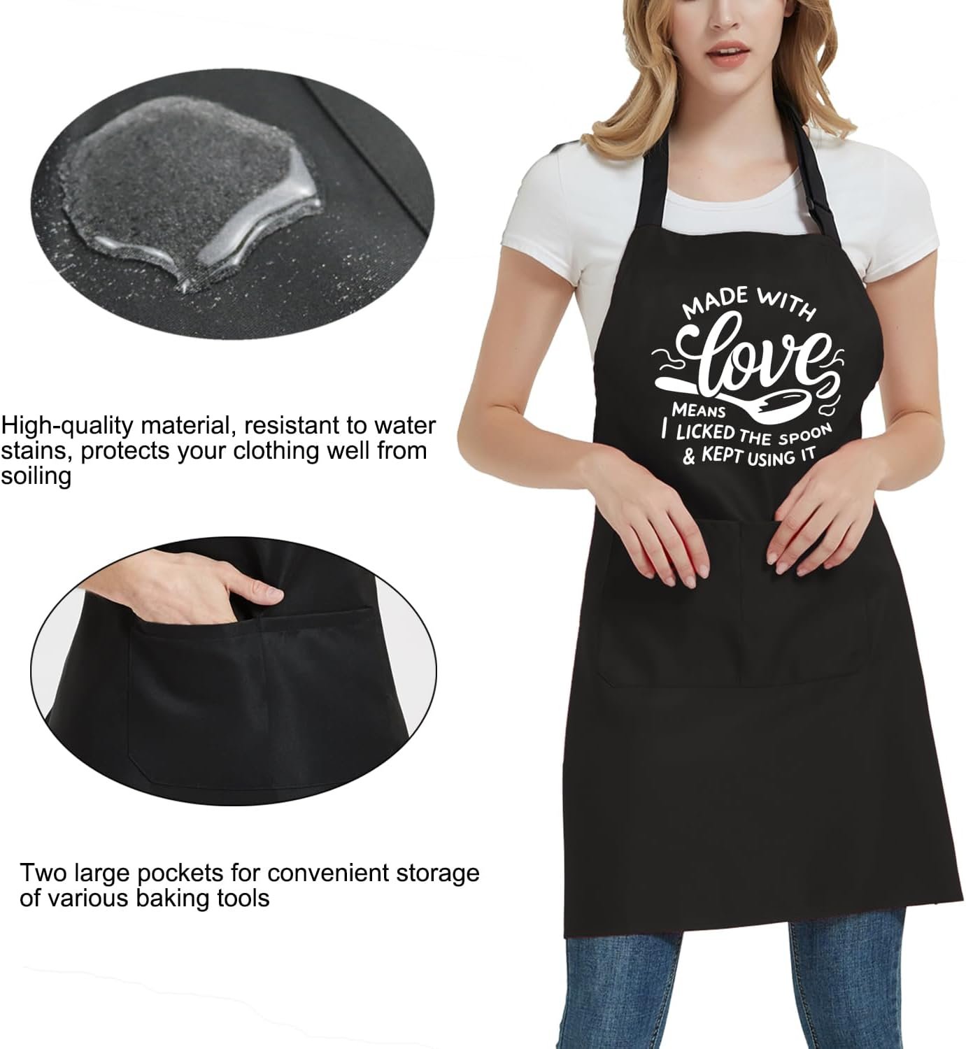 Funny Aprons for Women with 2 Pockets, Adjustable Kitchen Apron for Cooking Baking, Baker Gifts for Wife Mom Birthday - Image 4