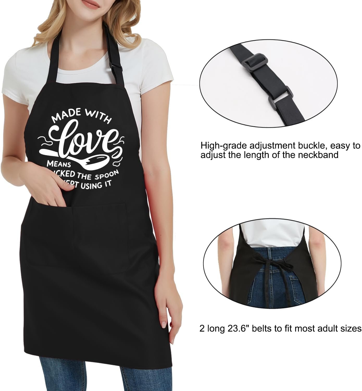 Funny Aprons for Women with 2 Pockets, Adjustable Kitchen Apron for Cooking Baking, Baker Gifts for Wife Mom Birthday - Image 5