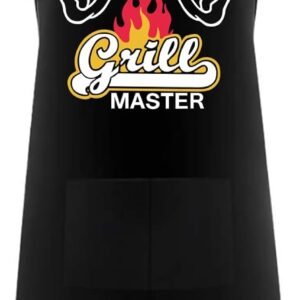 Hyzrz Funny Adjustable Aprons Baker Costume with Pocket Cook Grill BBQ Chef Apron Gifts for Fathers Mothers Day Birthday (This Guy Is A Grill Master, Black)