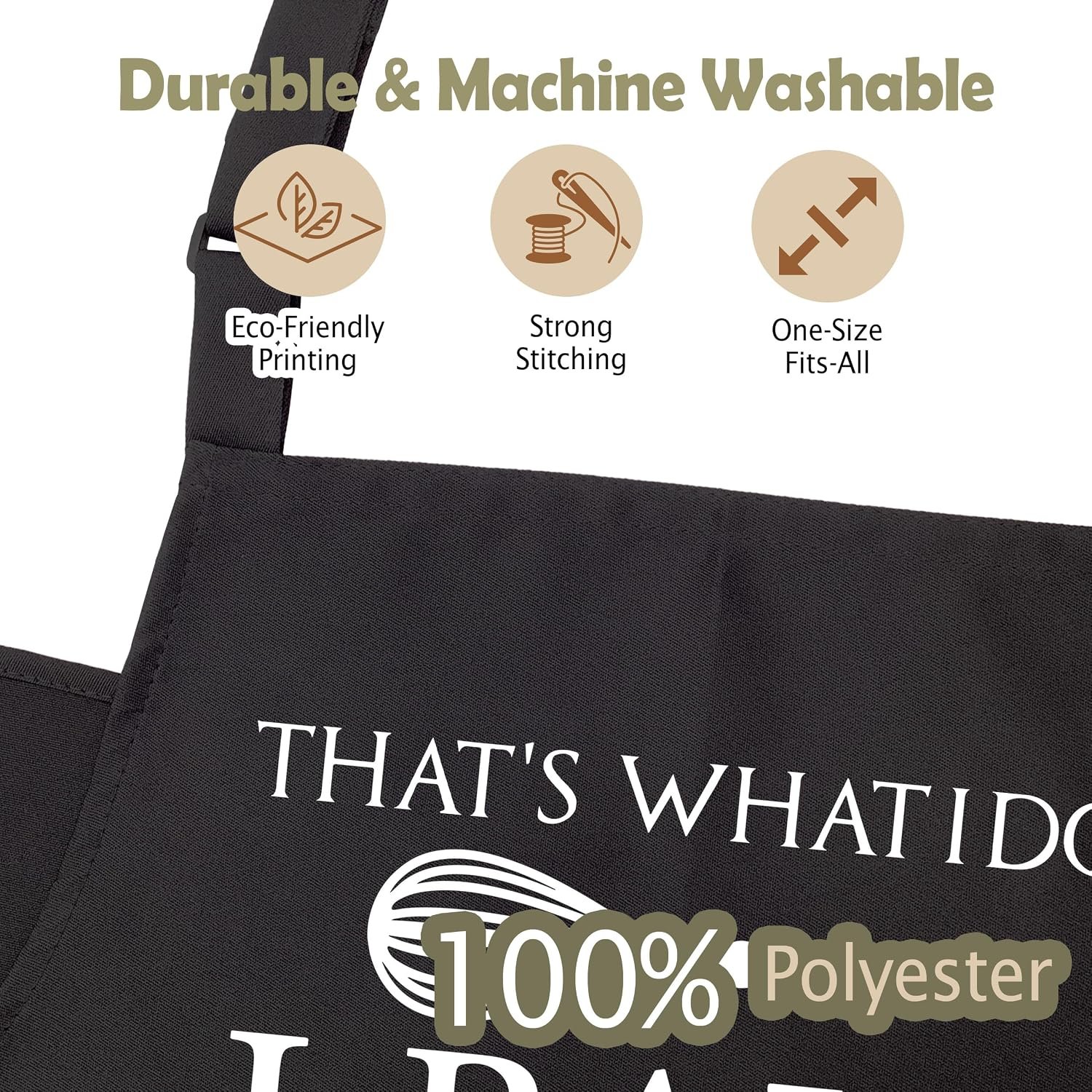Baking Apron for Men, I Bake and I Know Things, Kitchen Bib, Washable - Image 4