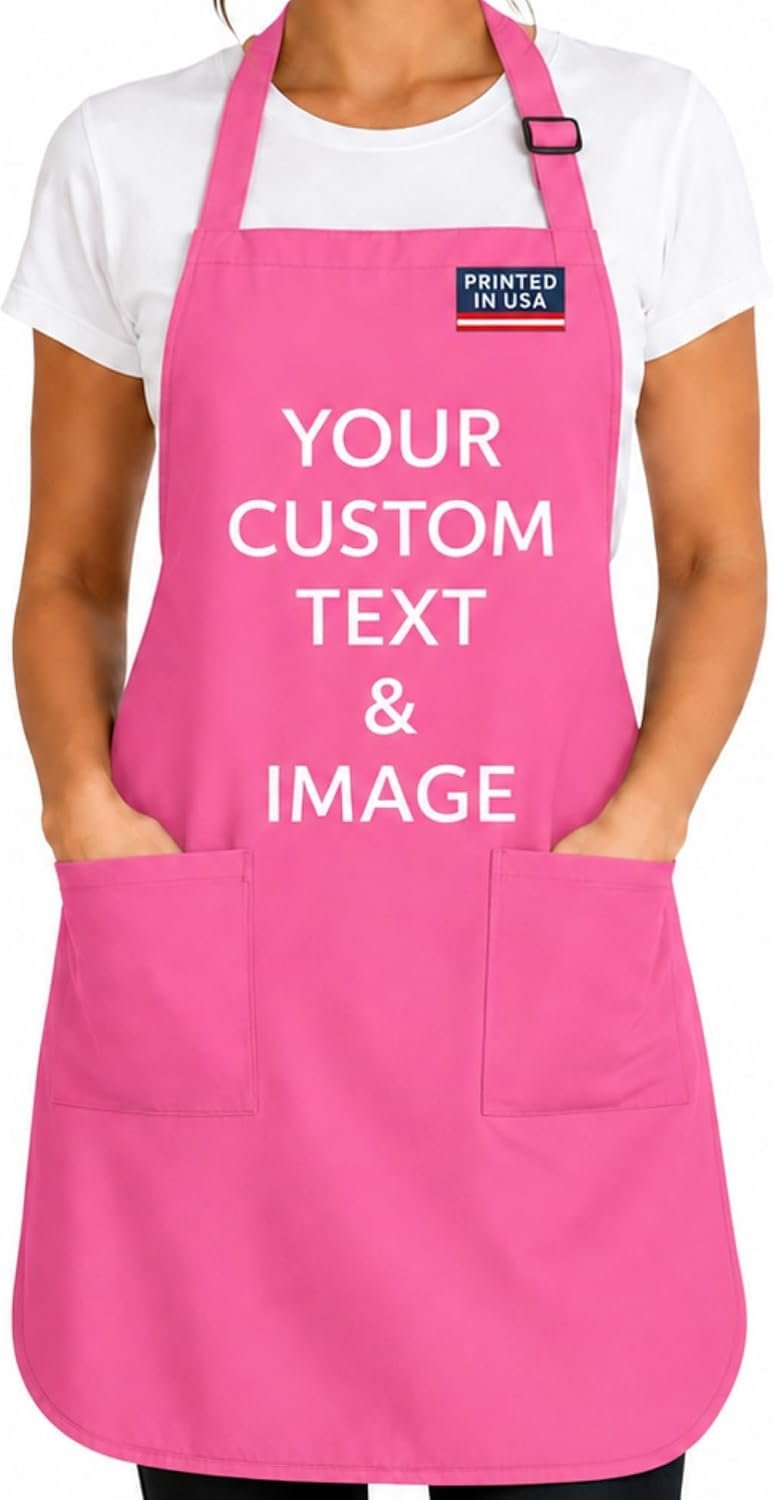 Custom Aprons for Women with Pockets & Men Personalized Chef Cooking Apron