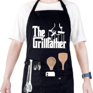 Funny Cooking Chef Apron with Pockets BBQ Kitchen Work Aprons Birthday Dad Creative Gifts