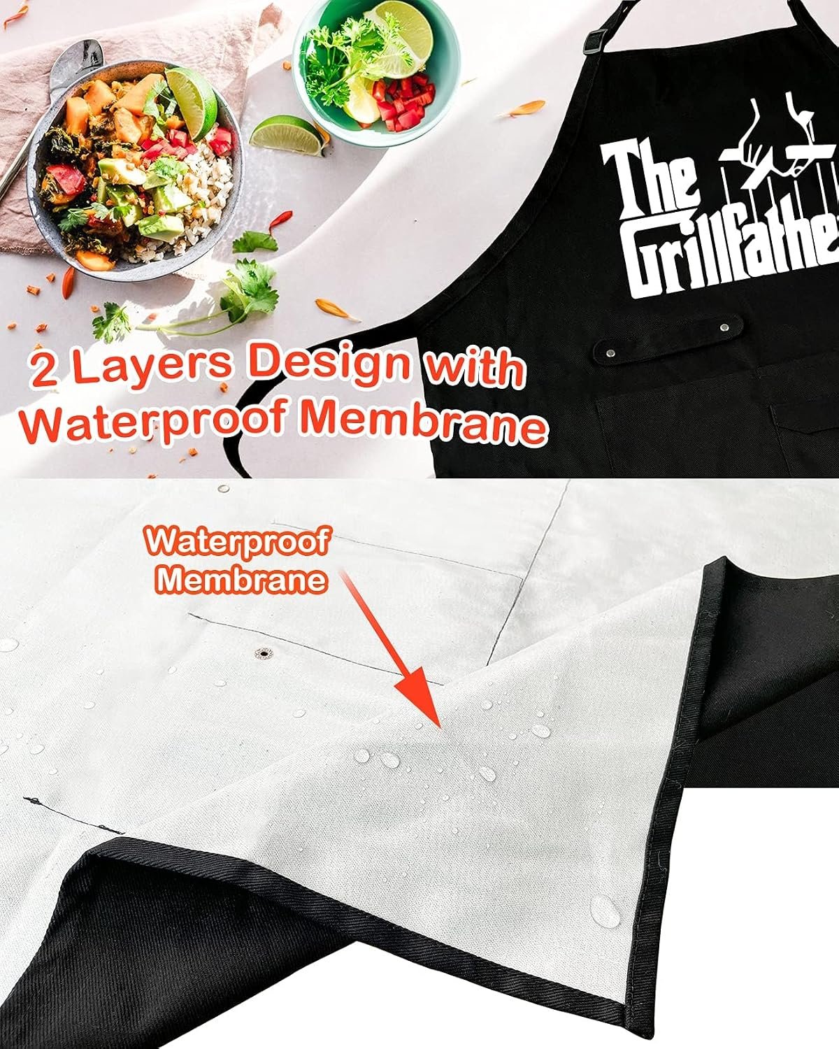 Funny Cooking Chef Apron with Pockets BBQ Kitchen Work Aprons Birthday Dad Creative Gifts - Image 5
