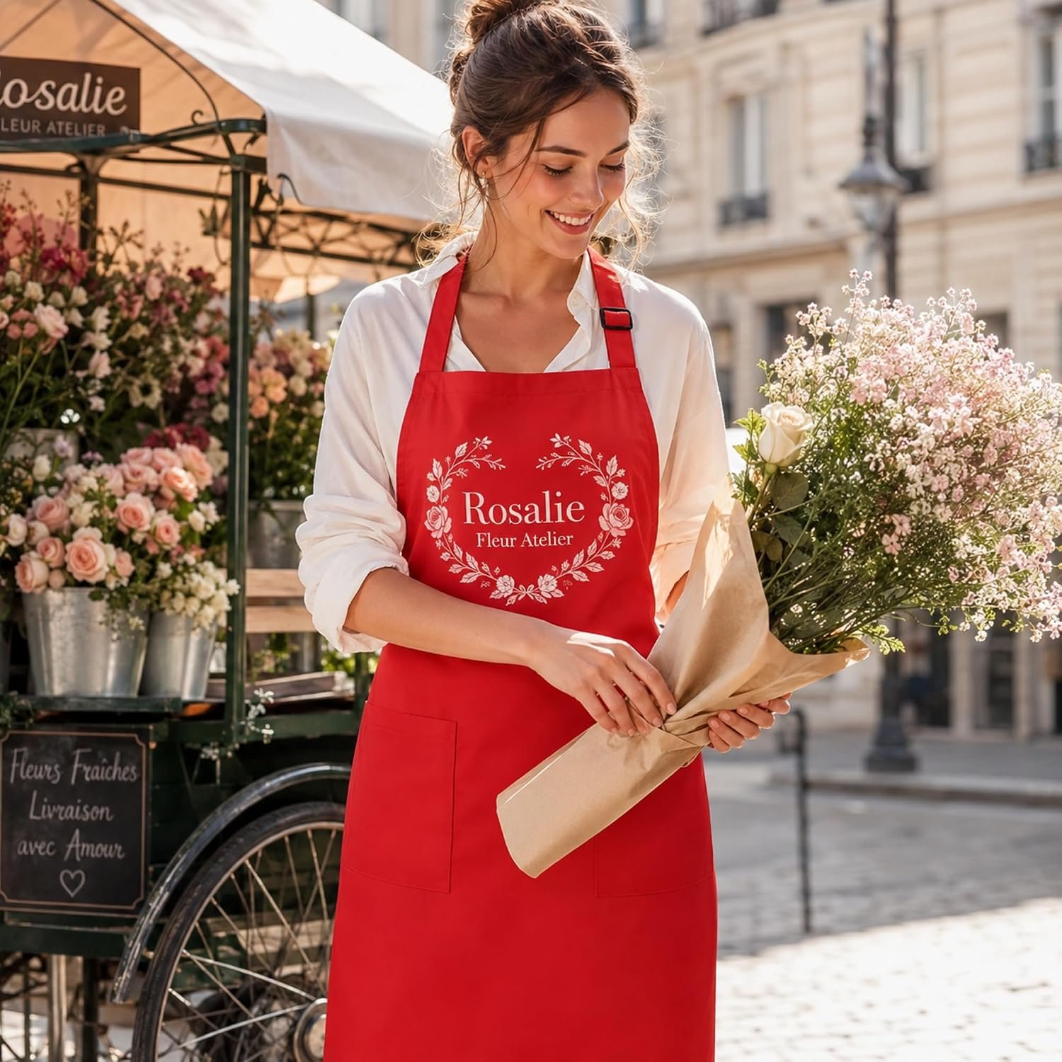 Custom Aprons for Women with Pockets & Men Personalized Chef Cooking Apron - Image 3